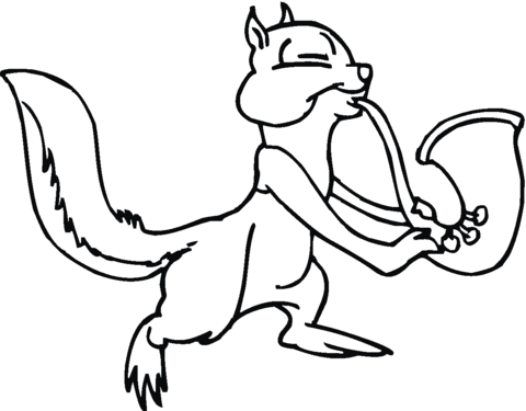 Chipmunk Plays Trumpet Coloring Page